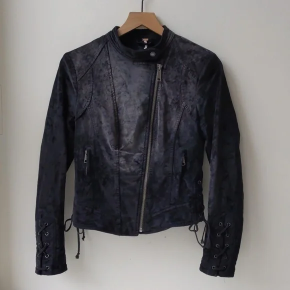 Free People Moto Jacket Black Velvet Women's XS - Picture 6 of 6